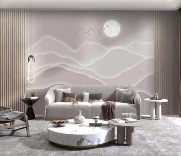 Group of birds flying over mountains Wall murals Group of birds flying over mountains