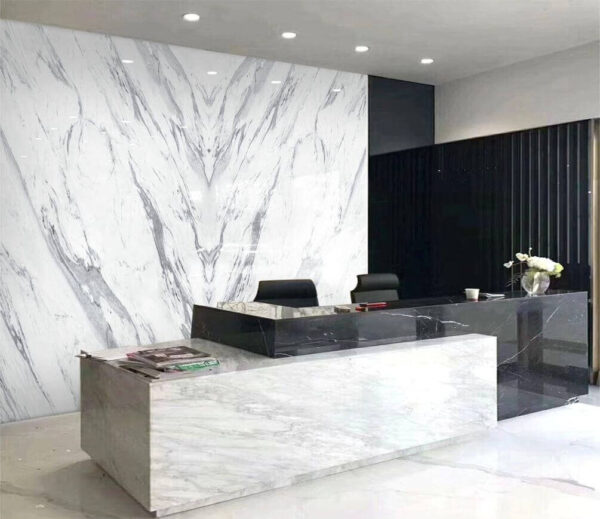 White marble surface with black lines Wall murals White marble surface with black lines