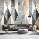 Wall murals Pattern of wood and diamond shapes