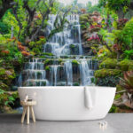 Wall murals Waterfall in a garden