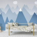 Wall murals Mountain range with a cloud and a cloud above it