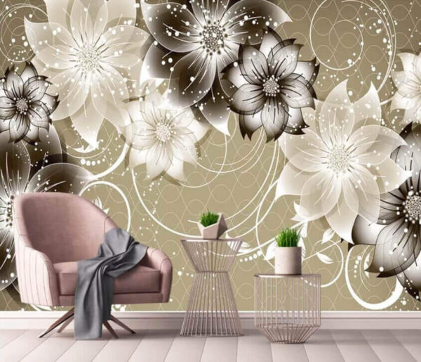 Abstract floral pattern with swirls Wall murals Abstract floral pattern with swirls