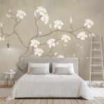 Wall murals Delicate blossoms on twisting branches.