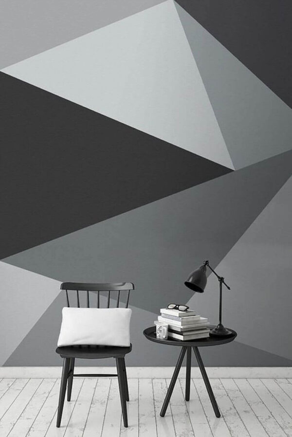 Grey and white triangle pattern Wall murals Grey and white triangle pattern