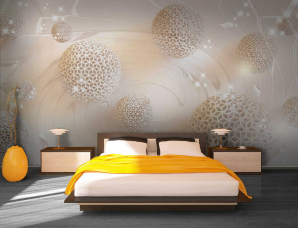 Abstract spheres with sparkling design Wall murals Abstract spheres with sparkling design