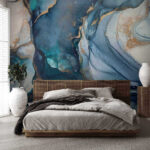 Wall murals Abstract ocean-inspired swirling blue patterns.
