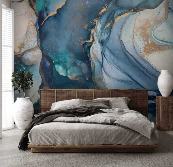 Abstract ocean-inspired swirling blue patterns Wall murals Abstract ocean-inspired swirling blue patterns