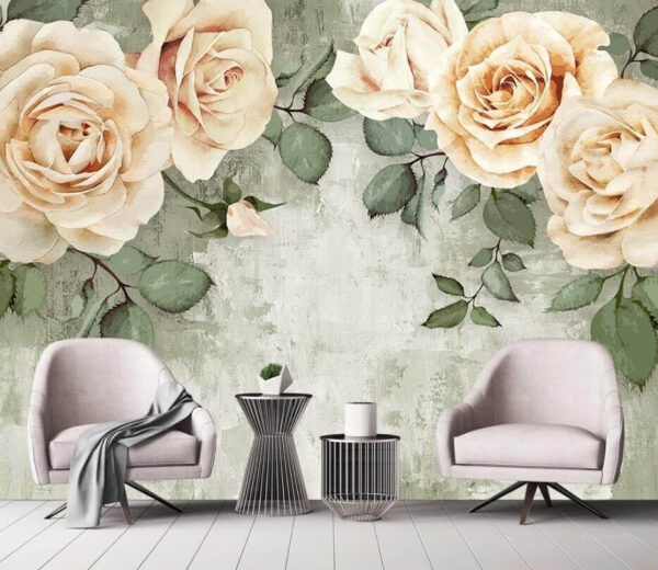 Elegant roses with textured background Wall murals Elegant roses with textured background