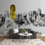 Wall murals Black and white cityscape