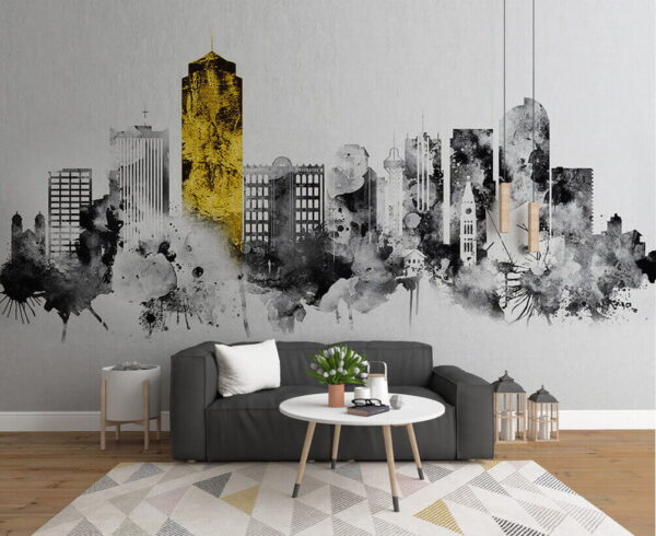 Black and white cityscape Wall murals Black and white cityscape