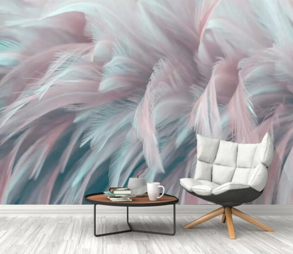 Delicate pastel feathers in motion Wall murals Delicate pastel feathers in motion