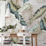 Wall murals Elegant monochrome tropical leaf pattern.