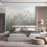 Wall murals Serene meadow in gentle morning haze.
