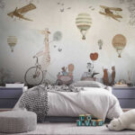 Wall murals Drawing of a hot air balloon