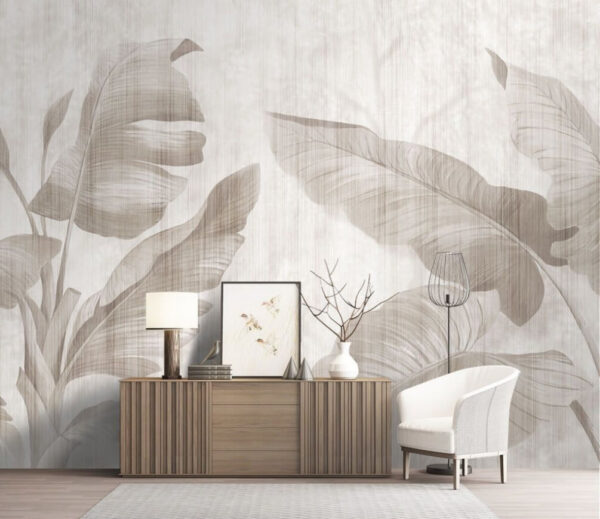 Elegant monochrome leaf patterns dance Wall murals Elegant monochrome leaf patterns dance