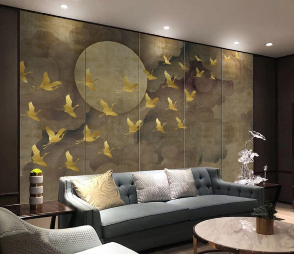 Yellow bird flying through the air Wall murals Yellow bird flying through the air