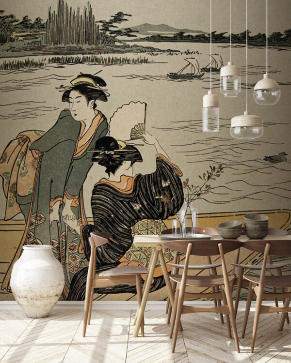 Group of women in a boat Wall murals Group of women in a boat