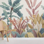 Wall murals Tropical foliage in pastel hues.