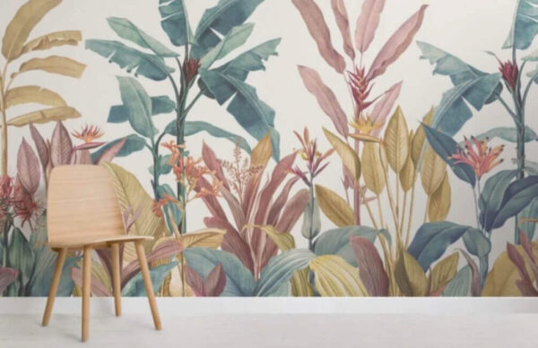 Tropical foliage in pastel hues Wall murals Tropical foliage in pastel hues