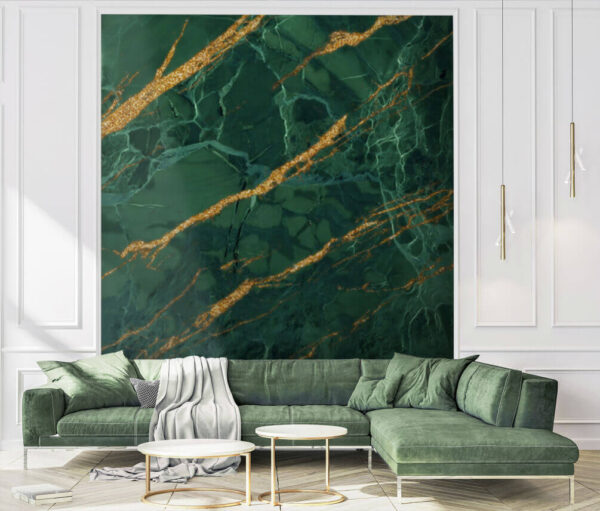 Emerald stone streaked with intricate lines Wall murals Emerald stone streaked with intricate lines