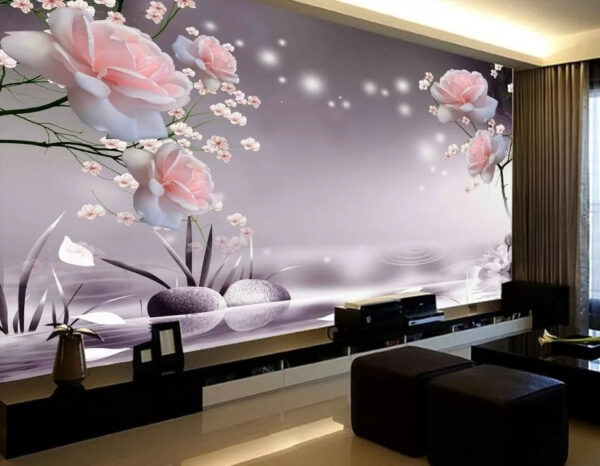 Serene blooms over tranquil water Wall murals Serene blooms over tranquil water