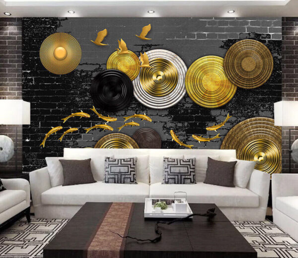 Dynamic shapes and colors in harmony Wall murals Dynamic shapes and colors in harmony