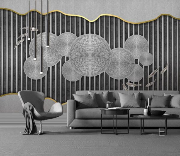 Abstract patterns with graceful fish Wall murals Abstract patterns with graceful fish