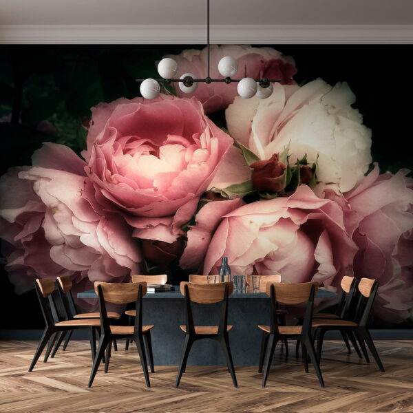Pink roses in gentle bloom Wall murals Pink roses in gentle bloom