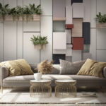 Wall murals Wall with plants and boxes