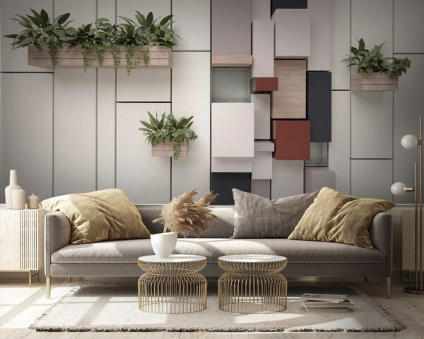 Wall with plants and boxes Wall murals Wall with plants and boxes