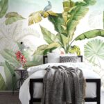 Wall murals Painting of a banana tree and birds