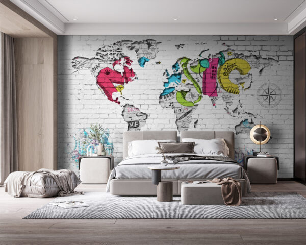 Yellow letter on a brick wall Wall murals Yellow letter on a brick wall
