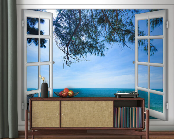 Window with a view of the ocean Wall murals Window with a view of the ocean