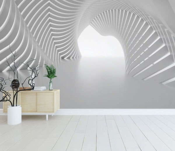 Futuristic white architectural spiral design Wall murals Futuristic white architectural spiral design