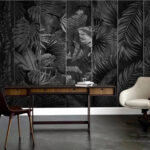 Wall murals Black and white image of a variety of leaves