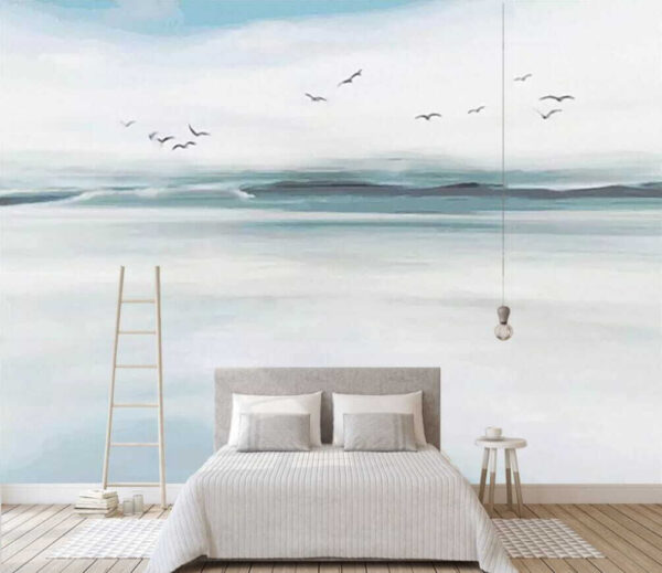 Birds flying over a body of water Wall murals Birds flying over a body of water