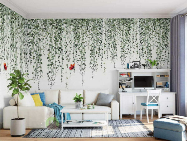Butterfly and vines with leaves Wall murals Butterfly and vines with leaves