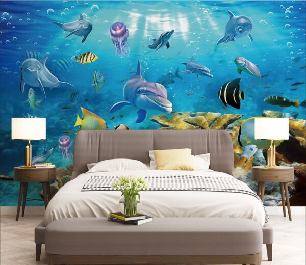 Group of fish swimming in the water Wall murals Group of fish swimming in the water