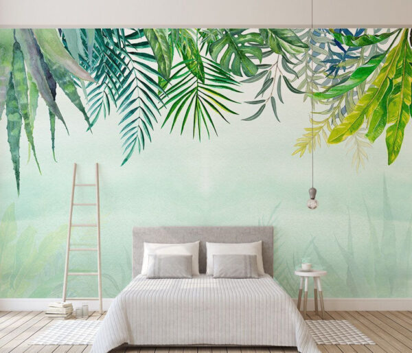 Group of leaves on a white background Wall murals Group of leaves on a white background