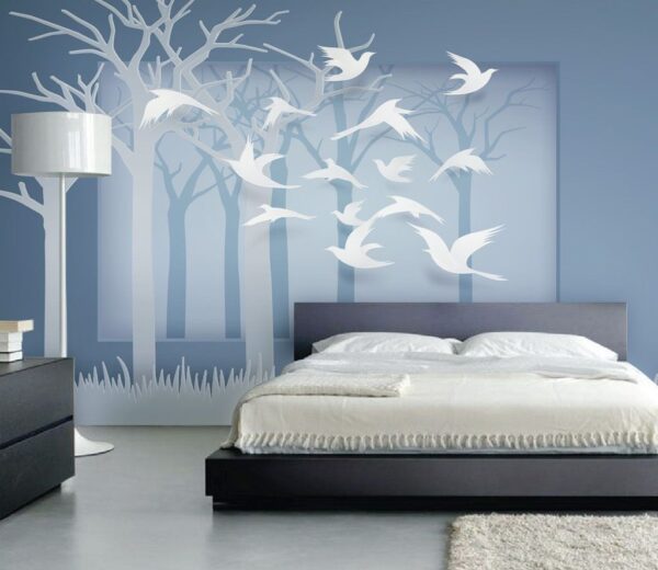 Paper cut out of birds flying in the air Wall murals Paper cut out of birds flying in the air