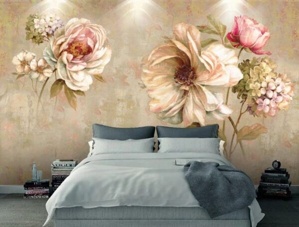 Wall murals Delicate blooms in soft pastel hues (SKU: u03127) Wall murals Wall murals Delicate blooms in soft pastel hues (SKU: u03127)