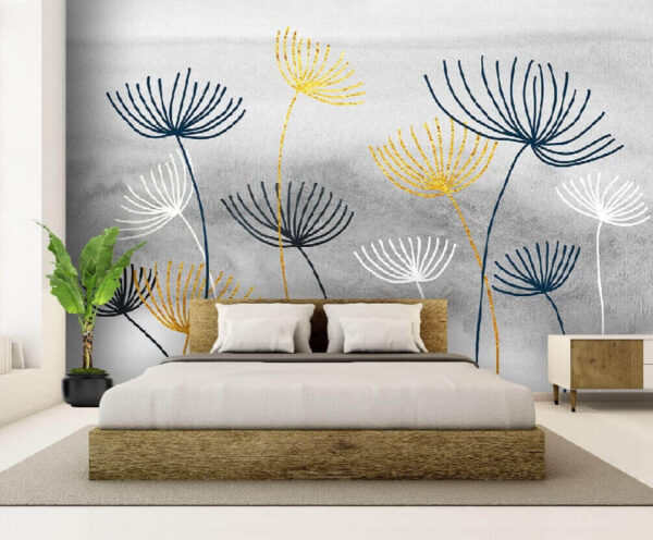 Wall murals Yellow and blue flowers (SKU: u05463) Wall murals Wall murals Yellow and blue flowers (SKU: u05463)