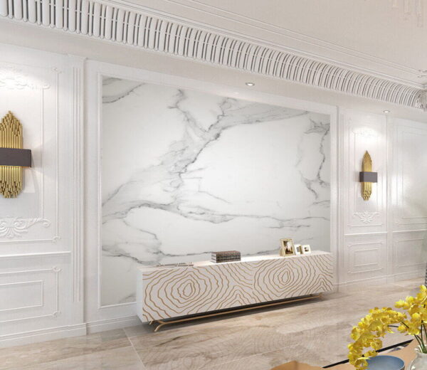 White marble surface with black veins Wall murals White marble surface with black veins