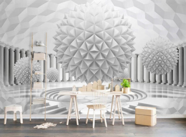 White sphere with columns and steps Wall murals White sphere with columns and steps