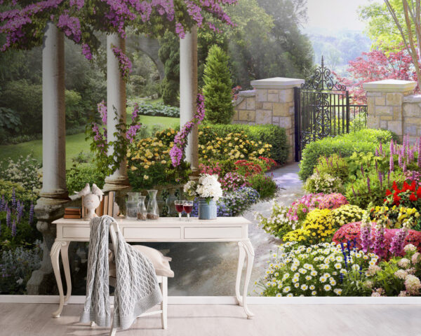 Enchanting garden path with flowers Wall murals Enchanting garden path with flowers