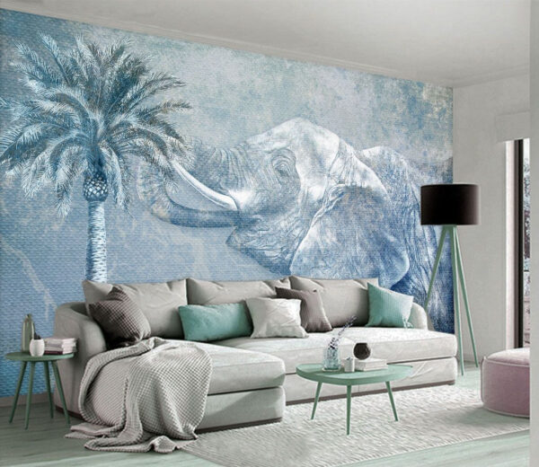An elephant with palm tree Wall murals An elephant with palm tree