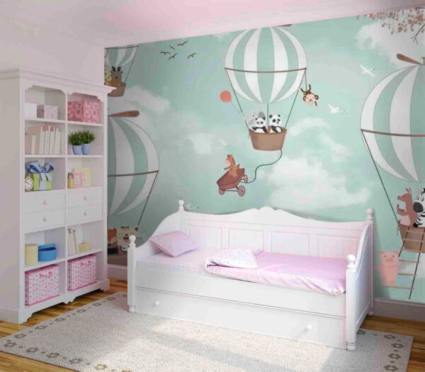 Cartoon panda on a swing Wall murals Cartoon panda on a swing