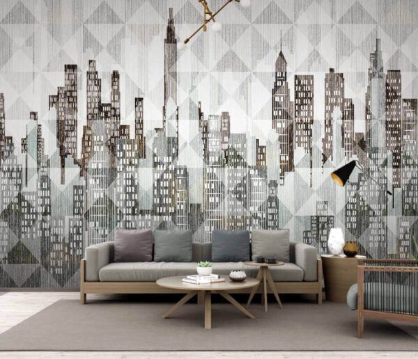 Abstract geometric city skyline design Wall murals Abstract geometric city skyline design