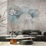 Wall murals White flower on a plant