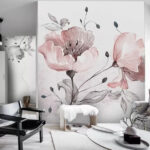 Wall murals Delicate watercolor floral art